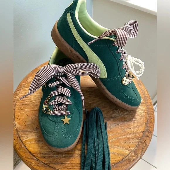 Puma Green Sneakers with Checkered Laces - Picture 2 of 6